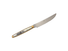 Серебряный нож для стейка с черневым узором и позолотой «Астра»